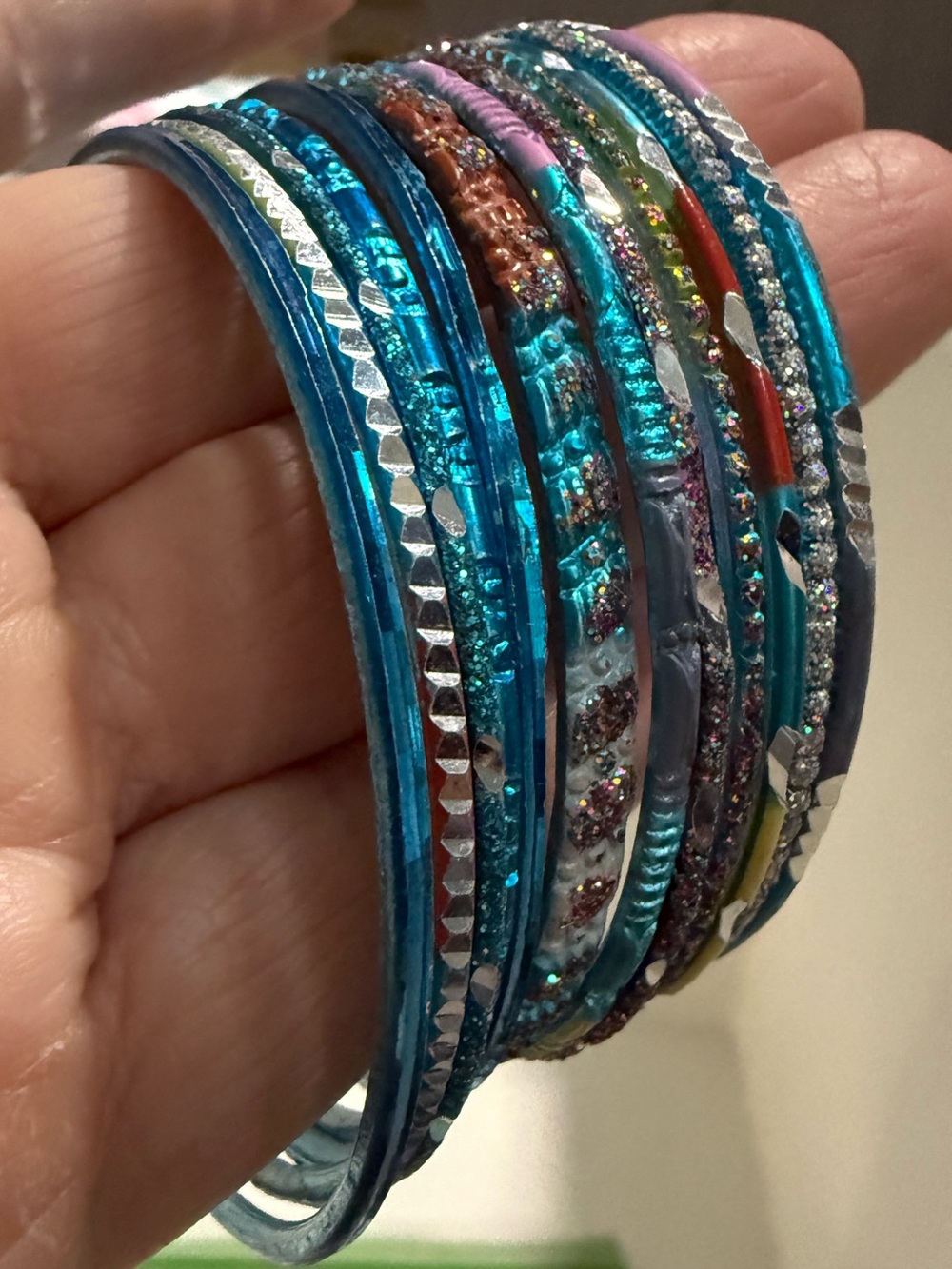 Colorful Metallic Bangle Bracelet Set • Boho • Stackable • Shimmer